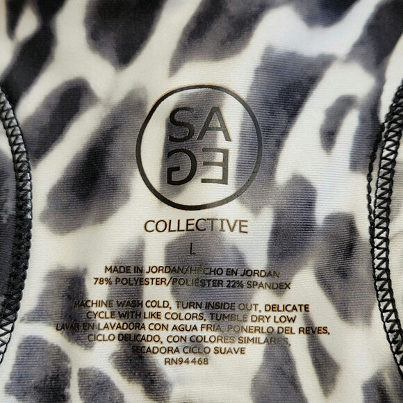 SAGE Collective Sports Bra Shelf Bra Athletic Athleisure Black and White Size L - Picture 8 of 15